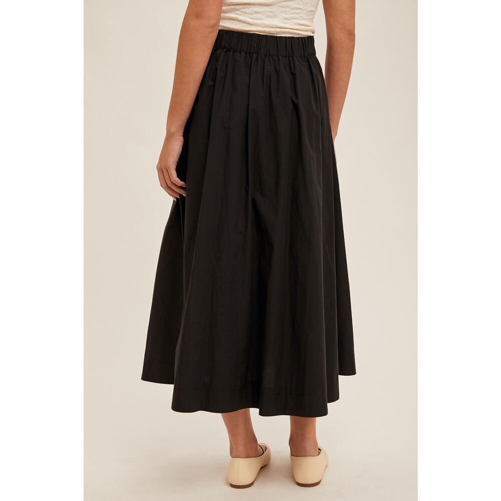 Poplin Midi Swing Skirt With Pockets - Picture 3 of 8